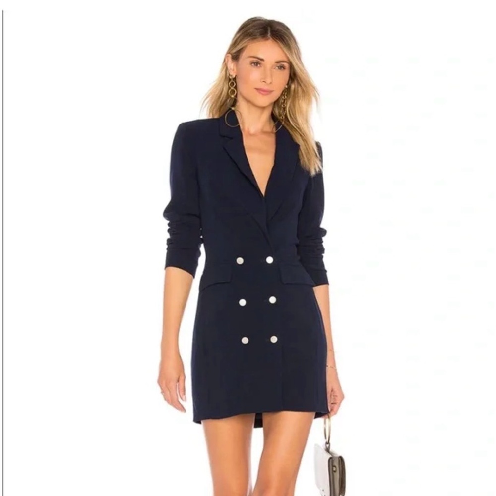superdown Navy Double-Breasted Long Sleeve Blazer Dress
